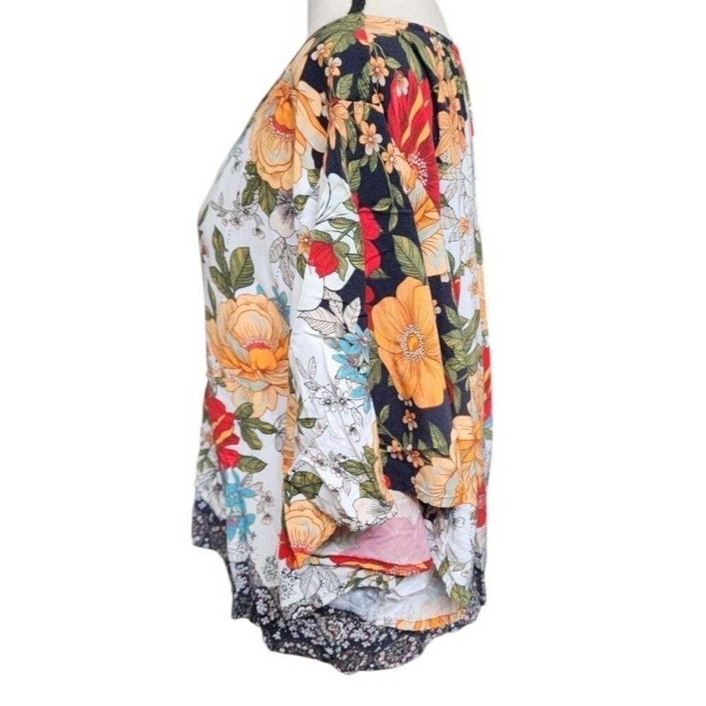 Farm Rio Reyna Floral Blouse Size XL Boho City Flowy Viscose Made in Turkey - Picture 5 of 10